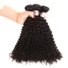 3 bundels Met 13X4 Kant Frontale Braziliaanse Kinky Krullend Haar Sluitingen Virgin Hair Weave Golvend Haar 4 stuks/partij