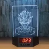 GOKU 3D Illusion Clock Lamp Night Light RGB Lights USB Powered 5th Battery IR Remote Drop Retail Box4142510