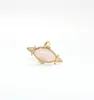 Fashion Gold Color Square Natural Stone Ring Geometri Pink Crystal Ring för Kvinnor Smycken