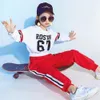 Flickor Cool Bomull Ballroom Jazz Hip Hop Dance Tävling Kostymer Suit Crop Tops Shirt Byxor För Kids Dancing Wear Outfits