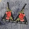 Sexy Bralette Floral Haft Przezroczysty Czarny Koronki Push Up Bras Kobiety Bielizna Pasek Bralette Top Letters Drukowane Bliski