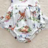 2018 New Summer Girls Barboteuses 2 pcs Ensembles Bébé Cerf Imprimé Romper Manches Nouveau-Né Mouche Barboteuse + Bandeau Enfants Combinaisons Vêtements D'escalade