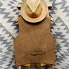 2021 Nieuwste Boerderij Bruiloft Wol Visgraat Tweed Vesten Donkerbruin Bruidegom Vest Slim Fit Heren Pak Vest Prom Bruiloft Vest jurk5097745