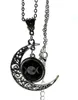 Hot New Triple Moon Goddess Svart Wiccan Halsband med Star Moon Gems är moderna och utsökta