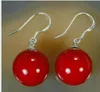 10mm Coral Red South Sea Shell Pearl 925 s Silver Stud Örhängen