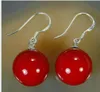 Aretes de plata 925 S con perla de concha del mar rojo coralino de 10 mm