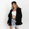 Korean Fashion Coat Women Fleece Faux Fur Jacket Coat Long Sleeve Open Front Turn Down Collar 2018 Autumn Winter Outerwear Tops