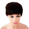 Human Short Bob Cuts Full Machine Made Hair Ingen spets peruk för svarta kvinnor Glueless peruk med Bangs Pixie Cut African American Wigs4604277