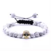 2018 hot sale 10pc/set handmade woven bracelets Turquoise stone decorative skull head beaded cheap bracelets for men and women