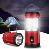 Bärbar hopfällbar 5W LED-ljusläger Solar DC Uppladdningsbar Lantern Emergency Torch 2 Modes LED HAND LAMP