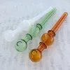 Free DHL Slender Pipes Double Ball Pyrex Oil Burner Pipe Colored Round Oil Pipes Glass Smoking Pipes Tobacco Smoking Accessories 350pcs SW53