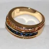 2018 New Arrival Fashion Jewelry Handmade 10KT Yellow Gold Filled Princess Cut Blue Sapphire Party CZ Diamond Men Wedding Band Finger Ring