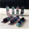 5PCS Rainbow Fluoryt gojenia kryształowa krystaliczna siatka stojąca fasetowana pryzmat różdżka rzeźbiona fluoryt kwarcowa punkt Obelisk Reiki Ston332g