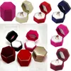 Zeshoekige vinger ring box sieraden display houder fluwelen ring opbergdoos case container voor ring oorbellen Xmas cadeau opbergdozen WX9-806