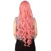 New Pink Women Long Curly Wavy Full Wig Hair Cos Party Wigs