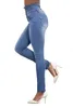 Jesień seksowne chude dżinsy kobiety o wysokim talii rozciągnięte szczupłe spodnie dżinsowe proste czarny jasnoniebieski S2XL1773425