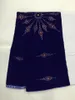 5 meter PC Fashionable Royal Blue Velveteen Fabric Afrikansk mjuk sammet spets med rhinestone för dressing jv111