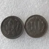 Moeda artesanal US 1885 TRÊS CENTAVOS moeda artesanal copiada acessórios para decoração de casa