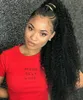 160G African American Off Black Afro Puff 3c 4c Kinky Krullend Wrap Trekkoord Paardenstaarten Menselijk Haarverlenging Krullend Clip Pony Tail Hair Piece