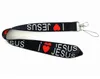 Gratis DHL I Love JESUS Styles Neck Lanyard för MP3/4 Mobiltelefon ID-kort Nyckelring Remmar Svart Mode