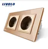 Livolo EU Standard Wall Power Socket, 4colorsCrystal Glass Panel, Manufacturer of 16A Wall Outlet, VL-C7C2EU-11/12/13/15