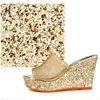 Mest populära Sommar Kvinnor Sandaler Fashion Tofflor 2018 Nya Summer Sequins Mesh Wedges Platform Skor Högklackat Skor Sandaler Kvinnor Tofflor