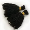 Cabelo a granel de trança humana para mulheres negras Cabelo humano para trançamento peruano Afro Kinky Curly Bulk Extensões Nenhum anexo