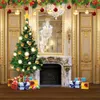 메리 크리스마스 사진 배경 럭셔리 벽 장식 크리스탈 샹들리에 인쇄 크리스마스 트리 골드 빨간 공 아이 사진 배경