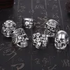 Retro gothic grote schedelring gesneden punk stijl bulk anti-zilveren dame / heren religie verklaring sieraden