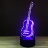 USB LED Night Light 3D Illusion Guitar Studio Decor 7 Färger Touch Sensor Lamp # R42