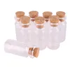 Size 22*45*12.5mm 8ml Mini Glass Perfume Spice Bottles Tiny Jars Vials With Cork Stopper pendant crafts wedding gift 100pcs