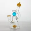 Nieuwe Aangekomen Glazen Bong Nachtelijke Bal Rotatie 7 "Waterpijpen Met 14mm mannelijke kom gele tip Waterpijpen Recycler booreiland wax waterpijp bubbler