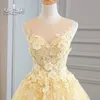 Gul boll klänning lång prom klänningar 2020 elegant älskling 3d blommor blommor spets golv längd kväll klänningar fest klänning engagemang gowns