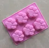 Moule à gâteau en forme de patte, bricolage, dessin animé, fait à la main, moules à savon en Silicone, résistants à la chaleur, moules de cuisson en Gel de silice rose SN612