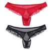 2017 Sexy Mens Lingerie Del Merletto Della Maglia Slip Bikini Biancheria Intima Mutande con Foro Penis Slip economici per Mens Mesh Underwear
