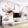 Aangepaste 3D behang moderne kunst transparante lotusbloemen rook Po muur muurschildering woonkamer eetkamer eenvoudige interieur Fresco1265356