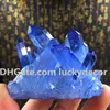 1Pc Random Size Freeform Blue Titanium Coated Quartz Cluster Altar Stone Wiccan Crystal Point Specimen Reiki Energy Meditation Rock Chakra