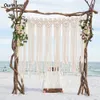 Bohemian Beach Wedding Tacdrop ​​Kurtyna Wisząca Wisząca ślubna Bawełny ręcznie robiony ręcznie sztuka sztuka domowa 39 Quot45 Qu7610053