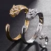 Oświadczenie Bangle Theresa Mężczyźni Bangles Tiger Zwierząt Pierścionek Biżuteria Cubic Cyrkon Anel Anniversary Jewelry1