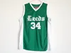 Mens Charles Barkley # 34 Basketsträngar Leeds High School Green Vintage College Blue Navy Stitched T Shirts