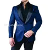 Navy Blue Paisley Groom Tuxedos Shawl Lapel Side Vent Groomsmen Wedding Tuxedos Men Party Suits((Jacket+Pants+Tie+Girdle) NO;382