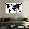 Stampa Poster 3 pezzi dipinto su tela Immagini di mappa del mondo in bianco e nero per soggiorno wall art cuadros decorative5232427