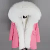 2018 veste d'hiver femmes nouvelle Parka naturel véritable fourrure d'agneau doublure col capuche manteau épais détachable 3 en 1 vêtements d'extérieur marque longue