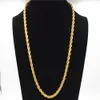 Uodesign Hiphop Mens 24K Yellow Golden French Rope Chain Necklace 75cm Long Hip Hop Necklace