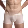 2017 Cockcon Men sexy ropa interior Boxers de seda de hielo Hombres u Puques convexos pantalones cortos cueca boxer homme bragas masculinas sin costuras