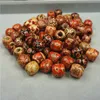 Assortiment de perles rondes en bois de 12mm, 500 pièces, perles en bois à motif peint, pour la fabrication de bijoux, bracelets, breloques d'espacement amples Bead249R
