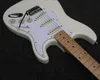 Custom Shop 70's Jimi Hendrix Olympic White ST Guitare électrique Manche en érable Incrustation de points, Plaque de cou gravée spéciale