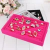 Velvet Suede Ring Earrings Organizer Ear Studs Jewelry Display Stand Holder Rack Showcase Plate Jewelry Box GA36