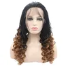 Peluca de trenzas rizadas cortas de cabello marrón ombre de alta calidad 16 "peluca de trenza de caja de estilo de mujer de África Pelucas delanteras de encaje sintético completo con cabello de bebé