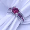 Choucong Biżuteria Czerwony Birthstone Cyrkon CZ Ring 925 Sterling Silver Engagement Wedding Band Pierścionek dla kobiet Mężczyźni Prezent Sz 5-11